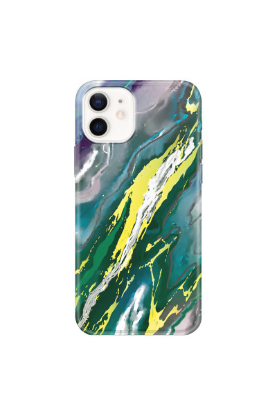APPLE - iPhone 12 Mini - Soft Clear Case - Marble Rainforest Green