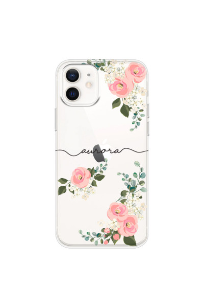 APPLE - iPhone 12 Mini - Soft Clear Case - Pink Floral Handwritten
