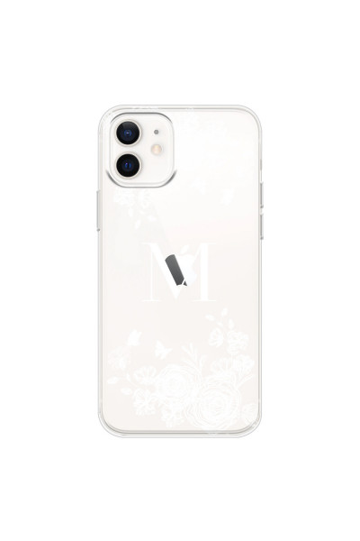 APPLE - iPhone 12 Mini - Soft Clear Case - White Lace Monogram