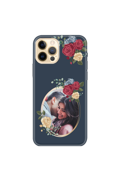 APPLE - iPhone 12 Pro - Soft Clear Case - Blue Floral Mirror Photo