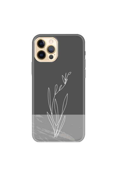 APPLE - iPhone 12 Pro - Soft Clear Case - Dark Grey Marble Flower