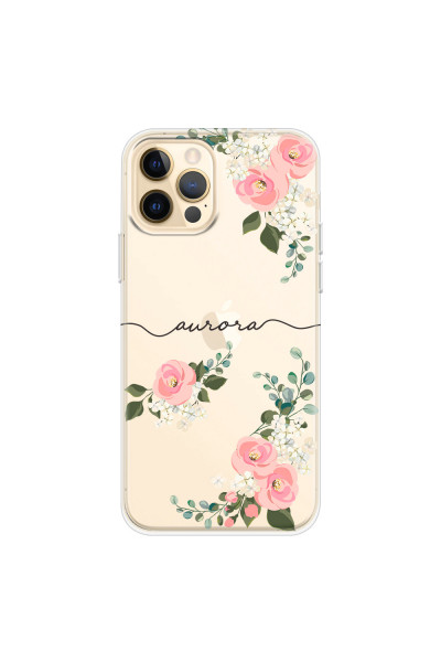 APPLE - iPhone 12 Pro - Soft Clear Case - Pink Floral Handwritten