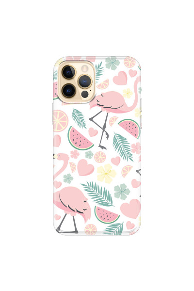 APPLE - iPhone 12 Pro - Soft Clear Case - Tropical Flamingo III