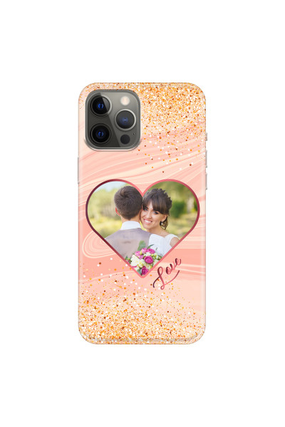 APPLE - iPhone 12 Pro Max - Soft Clear Case - Glitter Love Heart Photo