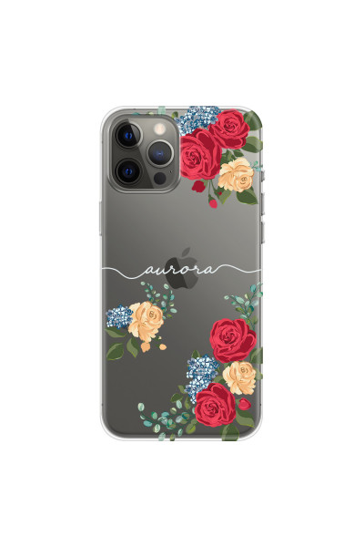 APPLE - iPhone 12 Pro Max - Soft Clear Case - Red Floral Handwritten Light 