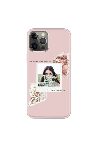 APPLE - iPhone 12 Pro Max - Soft Clear Case - Vintage Pink Collage Phone Case