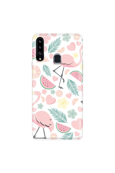 SAMSUNG - Galaxy A20S - Soft Clear Case - Tropical Flamingo III