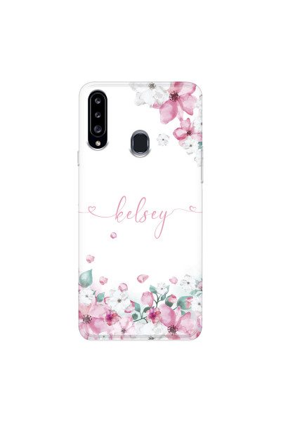 SAMSUNG - Galaxy A20S - Soft Clear Case - Watercolor Flowers Handwritten