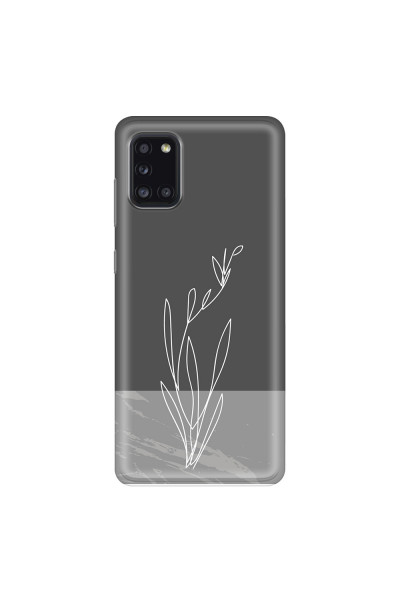 SAMSUNG - Galaxy A31 - Soft Clear Case - Dark Grey Marble Flower