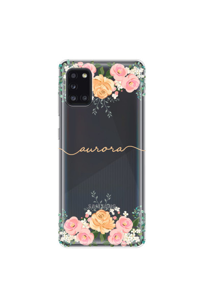 SAMSUNG - Galaxy A31 - Soft Clear Case - Gold Floral Handwritten