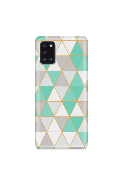 SAMSUNG - Galaxy A31 - Soft Clear Case - Green Triangle Pattern