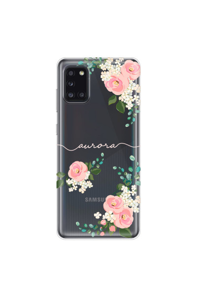 SAMSUNG - Galaxy A31 - Soft Clear Case - Pink Floral Handwritten Light