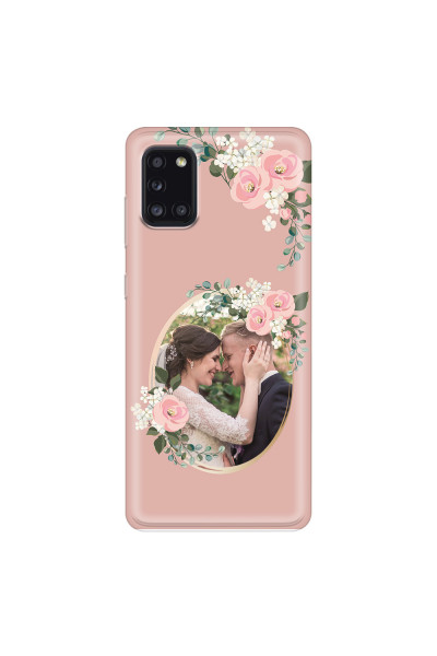 SAMSUNG - Galaxy A31 - Soft Clear Case - Pink Floral Mirror Photo