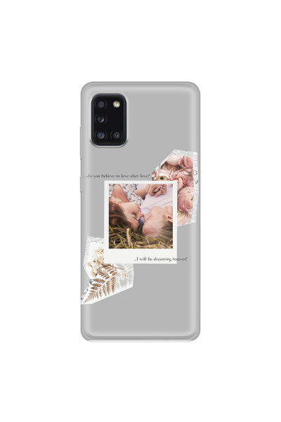 SAMSUNG - Galaxy A31 - Soft Clear Case - Vintage Grey Collage Phone Case