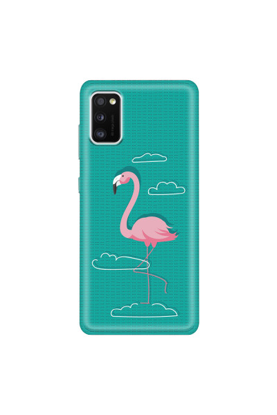 SAMSUNG - Galaxy A41 - Soft Clear Case - Cartoon Flamingo