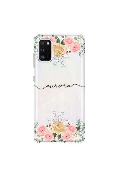SAMSUNG - Galaxy A41 - Soft Clear Case - Gold Floral Handwritten Dark