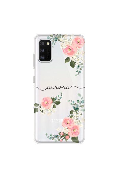 SAMSUNG - Galaxy A41 - Soft Clear Case - Pink Floral Handwritten