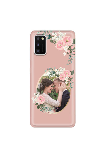 SAMSUNG - Galaxy A41 - Soft Clear Case - Pink Floral Mirror Photo