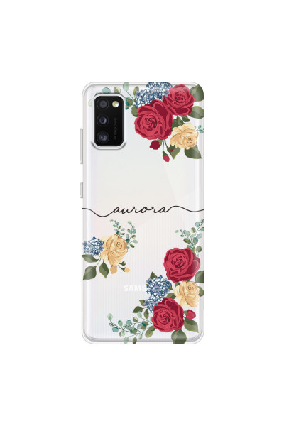 SAMSUNG - Galaxy A41 - Soft Clear Case - Red Floral Handwritten