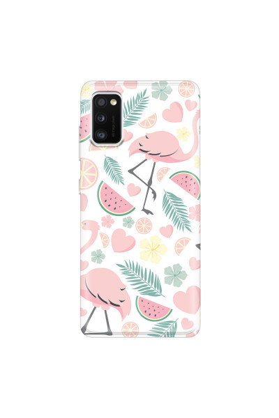 SAMSUNG - Galaxy A41 - Soft Clear Case - Tropical Flamingo III