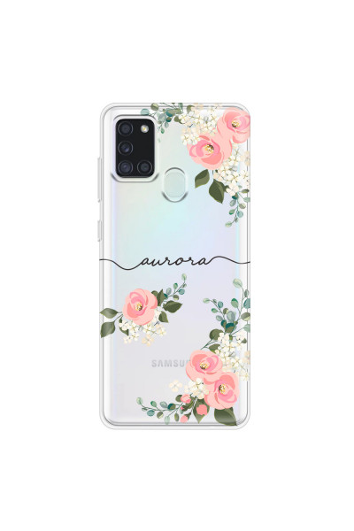 SAMSUNG - Galaxy A21S - Soft Clear Case - Pink Floral Handwritten