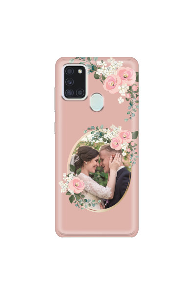 SAMSUNG - Galaxy A21S - Soft Clear Case - Pink Floral Mirror Photo