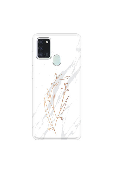 SAMSUNG - Galaxy A21S - Soft Clear Case - White Marble Flowers