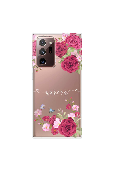 SAMSUNG - Galaxy Note20 Ultra - Soft Clear Case - Rose Garden with Monogram White