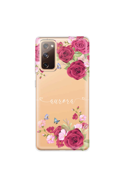 SAMSUNG - Galaxy S20 FE - Soft Clear Case - Rose Garden with Monogram White