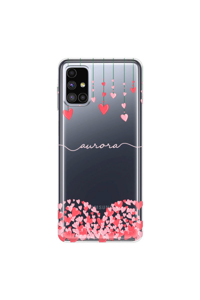 SAMSUNG - Galaxy M51 - Soft Clear Case - Love Hearts Strings Pink