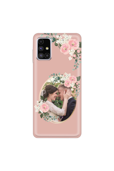SAMSUNG - Galaxy M51 - Soft Clear Case - Pink Floral Mirror Photo