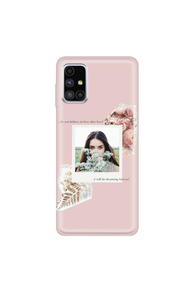 SAMSUNG - Galaxy M51 - Soft Clear Case - Vintage Pink Collage Phone Case