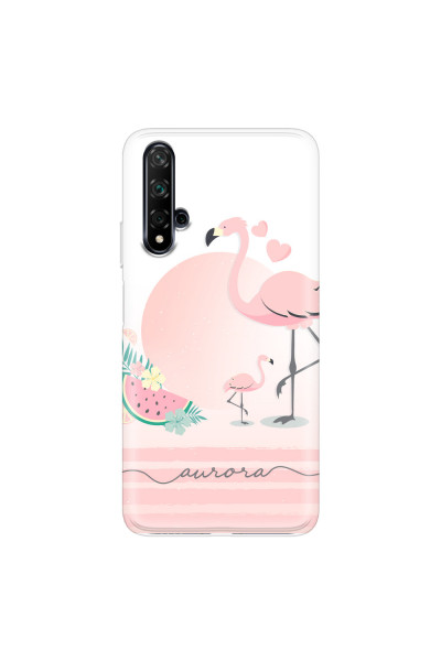 HUAWEI - Nova 5T - Soft Clear Case - Flamingo Vibes Handwritten