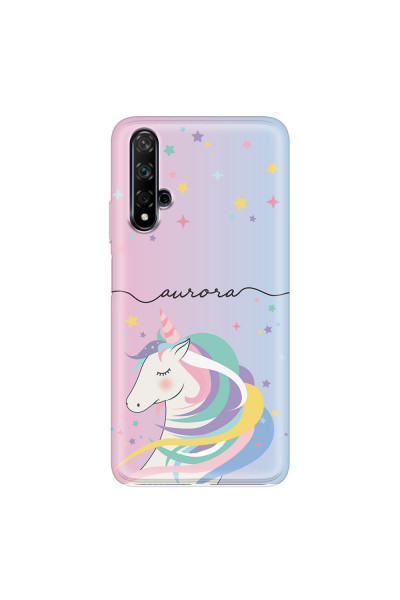 HUAWEI - Nova 5T - Soft Clear Case - Pink Unicorn Handwritten