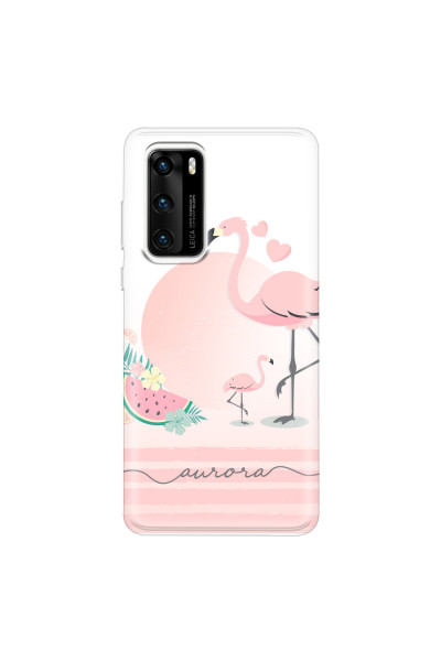 HUAWEI - P40 - Soft Clear Case - Flamingo Vibes Handwritten