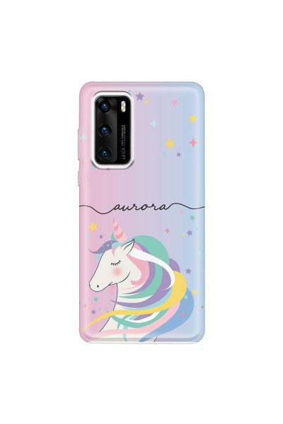 HUAWEI - P40 - Soft Clear Case - Pink Unicorn Handwritten