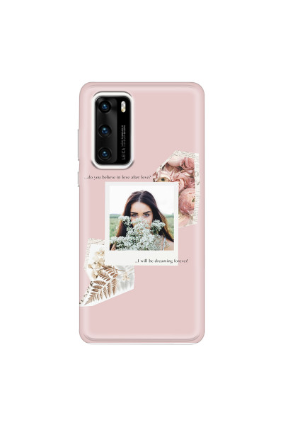 HUAWEI - P40 - Soft Clear Case - Vintage Pink Collage Phone Case