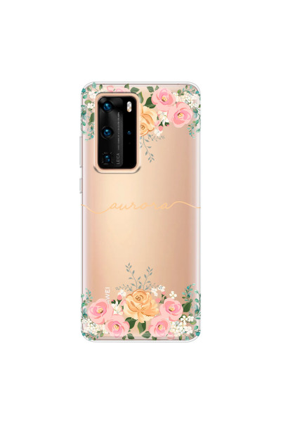 HUAWEI - P40 Pro - Soft Clear Case - Gold Floral Handwritten