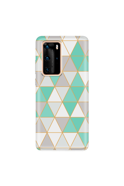 HUAWEI - P40 Pro - Soft Clear Case - Green Triangle Pattern