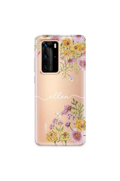 HUAWEI - P40 Pro - Soft Clear Case - Meadow Garden with Monogram White