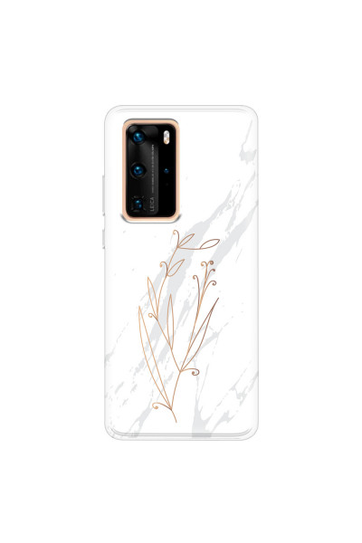 HUAWEI - P40 Pro - Soft Clear Case - White Marble Flowers