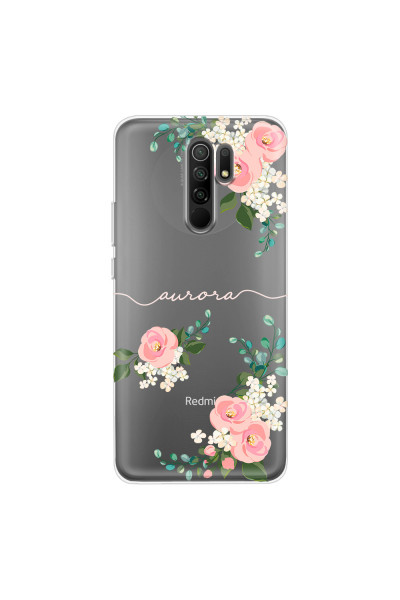 XIAOMI - Redmi 9 - Soft Clear Case - Pink Floral Handwritten Light