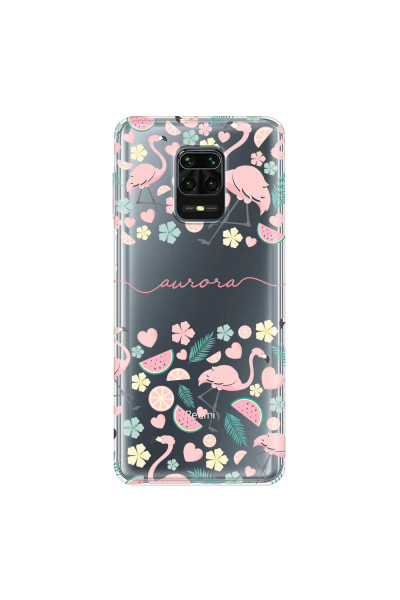 XIAOMI - Redmi Note 9 Pro / Note 9S - Soft Clear Case - Clear Flamingo Handwritten