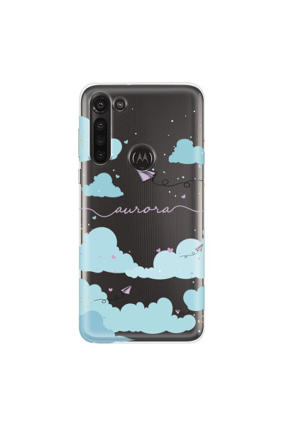 MOTOROLA by LENOVO - Moto G8 Power - Soft Clear Case - Up in the Clouds Purple