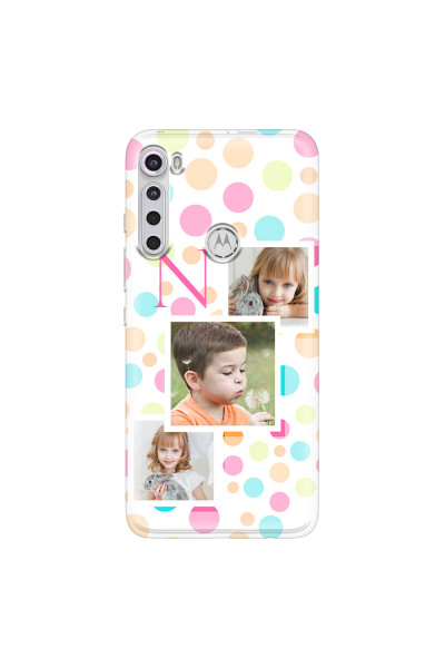 MOTOROLA by LENOVO - Moto One Fusion Plus - Soft Clear Case - Cute Dots Initial