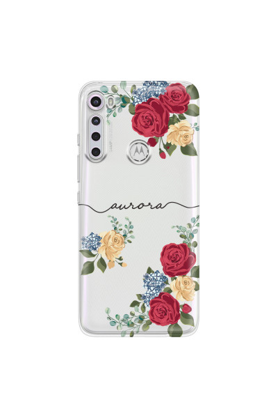 MOTOROLA by LENOVO - Moto One Fusion Plus - Soft Clear Case - Red Floral Handwritten