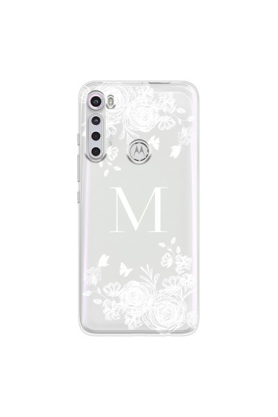 MOTOROLA by LENOVO - Moto One Fusion Plus - Soft Clear Case - White Lace Monogram