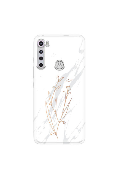 MOTOROLA by LENOVO - Moto One Fusion Plus - Soft Clear Case - White Marble Flowers