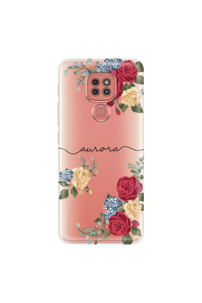 MOTOROLA by LENOVO - Moto G9 Play - Soft Clear Case - Red Floral Handwritten