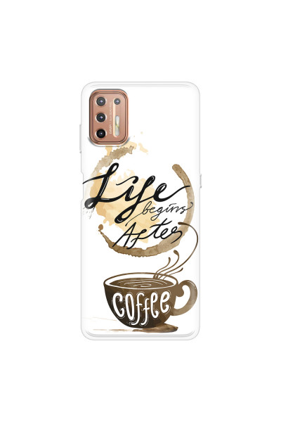 MOTOROLA by LENOVO - Moto G9 Plus - Soft Clear Case - Life begins after coffee